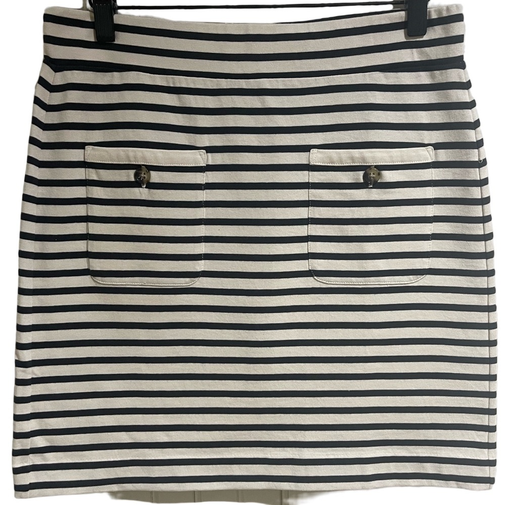 J.Crew Black and White Striped Cotton Skirt - Size S